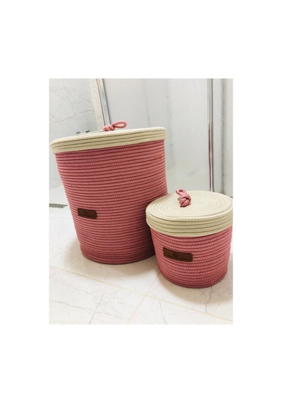 Jüt,hasır,2 Li,banyo Sepet Takımı,bohem Tarzı Banyo Takımı,iskandinav Tarzı/sepet/40x35 Pembe Pembe