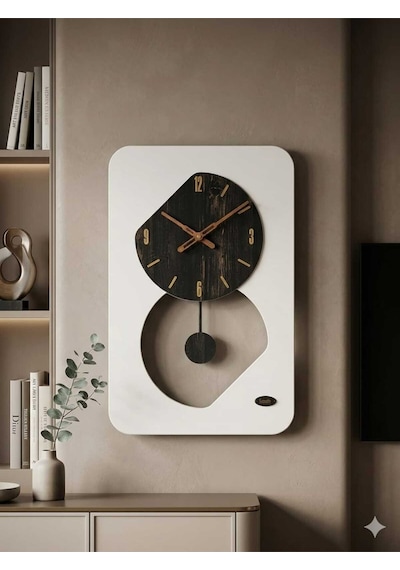 Nairobi Ledli Ahşap Salon Duvar Saati Quartz Ultra Sessiz Mekanizma 55 Cm X 34 Cm Beyaz