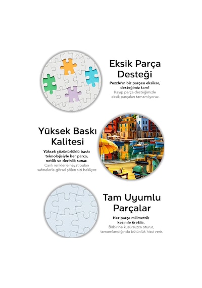 1000 Parça Seaside Town Puzzle - Kasabada Sahil Manzarası Sahil Kasabası Yapboz 68x48 Cm