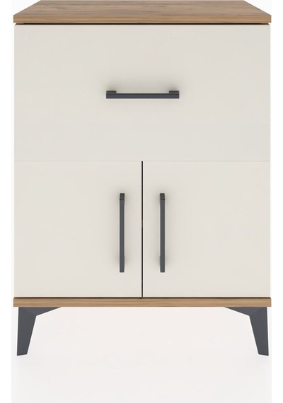 Arges Komodin 3 Raflı Tek Çekmeceli 2 Kapaklı 60x30x80 Çam-ay... Çam
