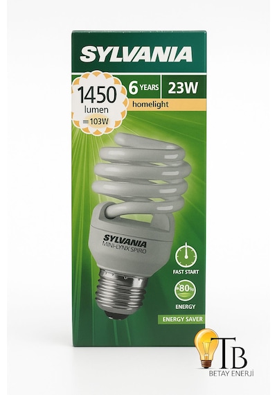 Sylvania Mini-lynx Spiro 23w Tasarruflu Ampul 1450 Lumen E27 Duy 6000 Saat Ömür Spiral Cfl 1