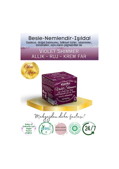 Violet Shimmer Lip-cheek-eye Tint Doğal İçerikli Allık, Ruj, Göz Farı Makyaj Ve Cilt Bakımı Mor