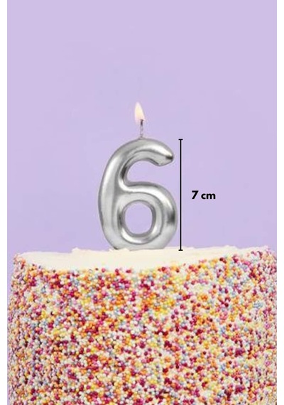 Gümüş 6 Rakamı Mum