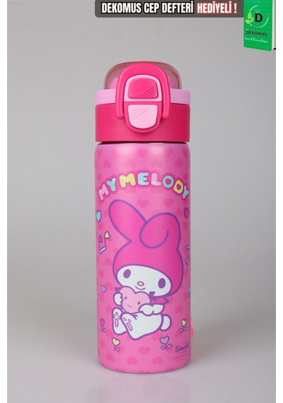 X Dekomus Lisanslı My Melody Sweet Berry Collection 600 Ml Çift Fonksiyon Kapaklı Çelik Matara Altın