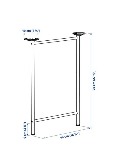 Ikea Spänd Çalışma Masası Ayağı, Siyah, 70 Cm