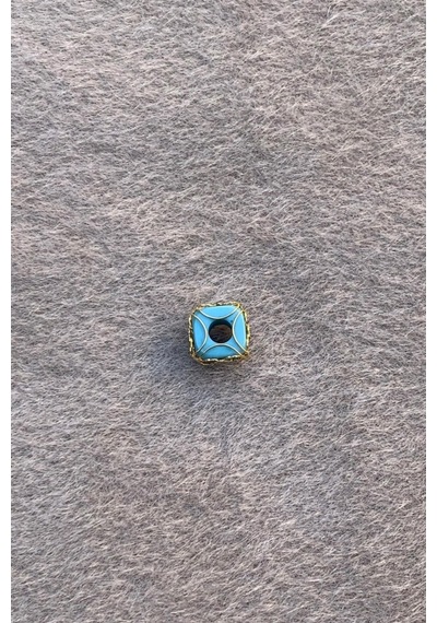 Altın Mavi Kalpli Küçük Boy Telkari Hülyam Boncuk Sarı Altın