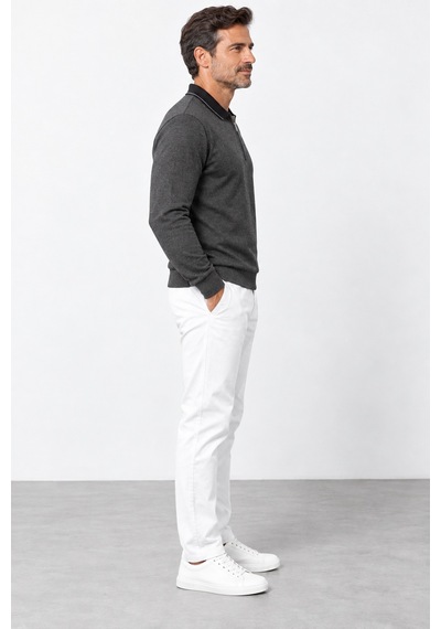 Bihan Store Erkek Yarım Fermuarlı Polo Yaka Sweatshirt 11719-antrasit