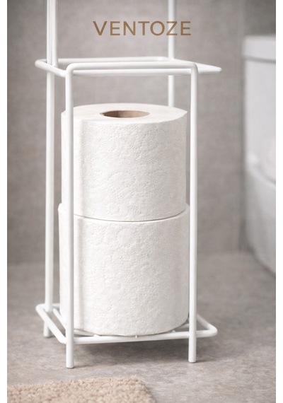 Modern Standlı Yedek Hazneli Tuvalet Kağıtlığı Şık Banyo Düzenleyici Organizer Paslanmaz Metal Çok Renkli