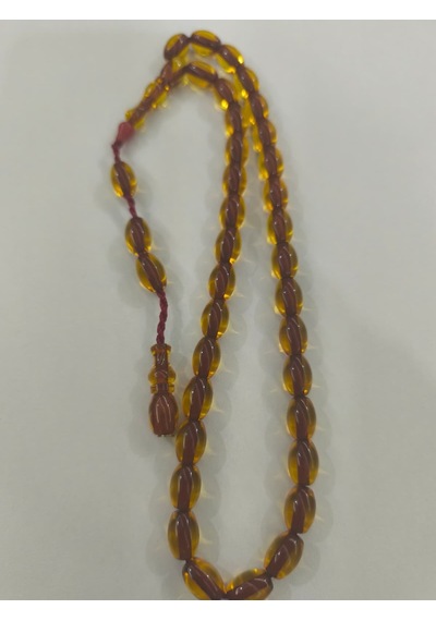 Zeyzun Usta İmzalı Sıkma Kehribar Tespih 9x13,5 Mm Beyzi Kesim