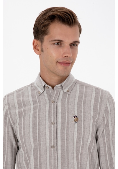 U.S. Polo Assn. Erkek Açık Kahverengi Uzun Kollu Gömlek 50316565-VR002