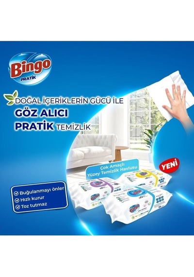 Bingo Pratik Yüzey Temizlik Havlusu Limon Kokulu 3 x 96'lı