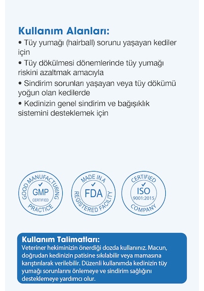 Mixtura Pharma hairball Kedi Tüy Yumağı Malt Macun Tüy Yumağı Oluşumunu 75 G