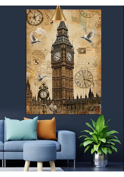 Londra Big Ben Saat Kulesi Dekoratif Kanvas - Mdf Ahşap Tablo