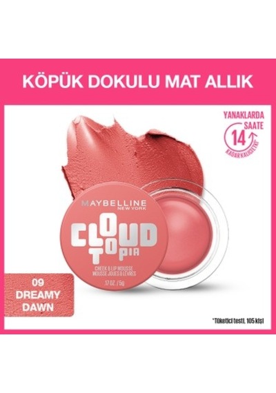 Maybelline New York Cloudtopia Köpük Dokulu Mat Allık 09 Dreamy 00