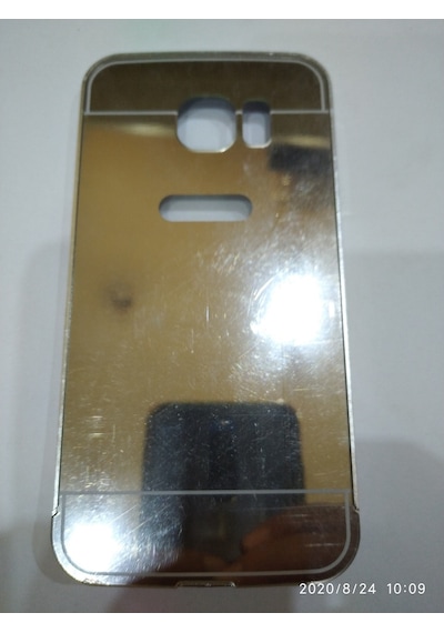 Samsung Uyumlu S6 Android Cep Telefonu Metal Çerçeve Ayna Kapak Gri