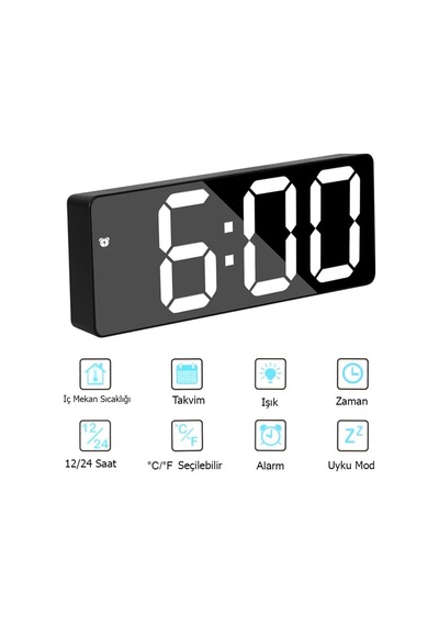 Led Dijital Masa Saati Alarm Termometre Tarih Masaüstü Saat Diğer