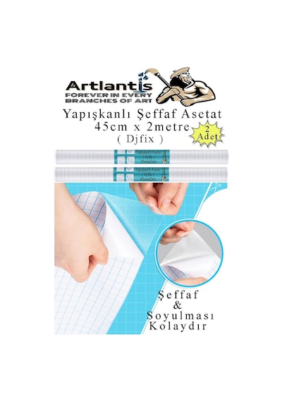 Yapışkanlı Şeffaf Asetat 2 Adet 45cm X 2 Metre Djfix Kendinden Yapışkanlı Şeffaf Rulo Asetat Transparan Soğuk Laminasyon