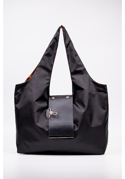 Omuz Çantası 50x60 Cm Katlanabilir Paraşüt Kumaş Siyah Büyük Boy Tote Siyah