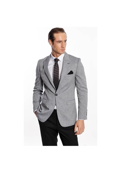 Wessi Sivri Yaka Slim Fit Füme Erkek Ceket Füme