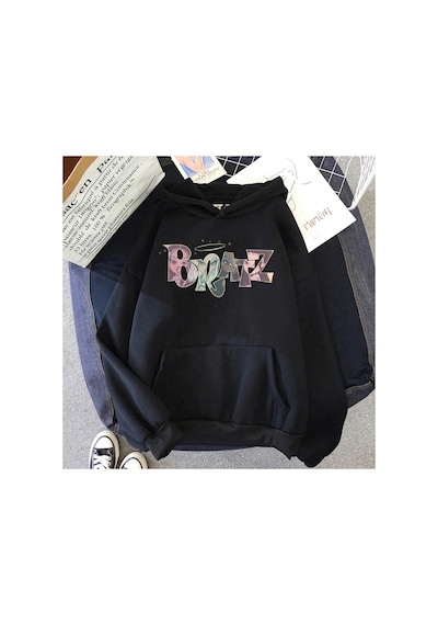 Tarzsokak Siyah Unisex Serin Kız Yeşim Y2k Bratz Mektup Baskılar Kore Boy Harajuku Kawaii Bahar