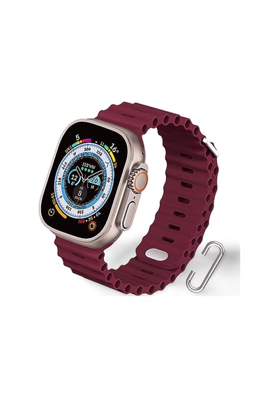 Apple Uyumlu Watch 42mm 44mm 45mm 49mm 1/2/3/4/5/6/se/7/8/ultra Akıllı Saat Ocean Kordon Ve Kayışı Bordo