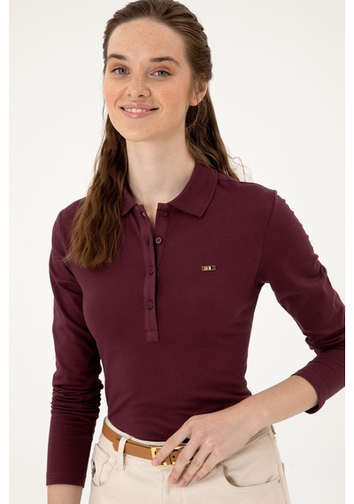 U.S. Polo Assn. Kadın Bordo Basic Polo Yaka Sweatshırt 50313593-VR177
