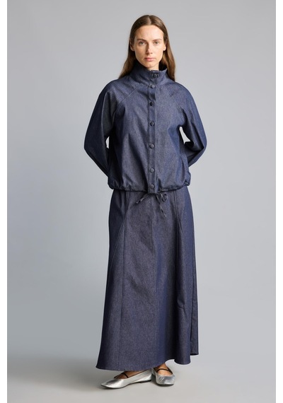 Defacto Regular Fit Jean Görünümlü Panel Detaylı Maxi Etek I4074ax26aunv42 Lacivert-nv42