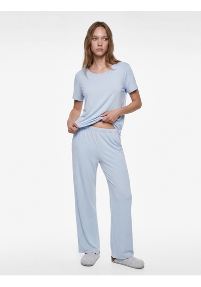 Koton Beli Lastikli Cepli Viskon Pijama Altı Mavi 6slk40029mk