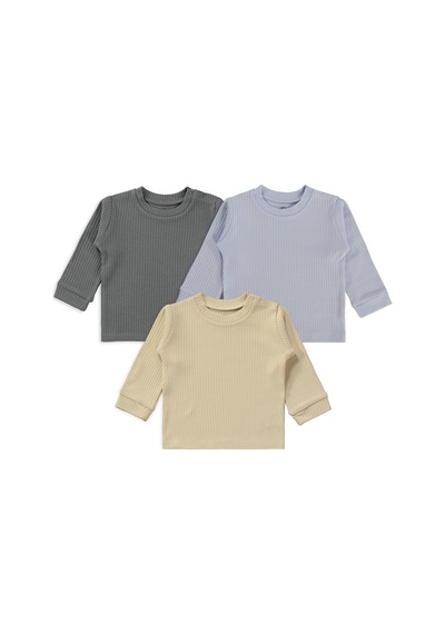 Minidamla Basic 3'lü Set 6-18 Ay Sweatshirt - Mavi