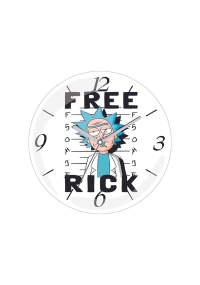 Free Rick Çap 30cm Sessiz Akar Bombeli Gerçek Cam Duvar Saati Siyah