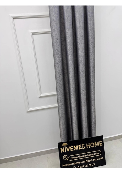 Nivemeshome Nevra V-5209 Gri 1/3 Sık Pileli Fon Perde Apm Gri