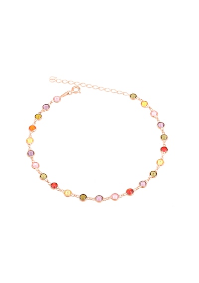 Brezza Lusso Jewelry Renkli Taşlı Su Yolu Gümüş Kadın Ayak Halhal Rose