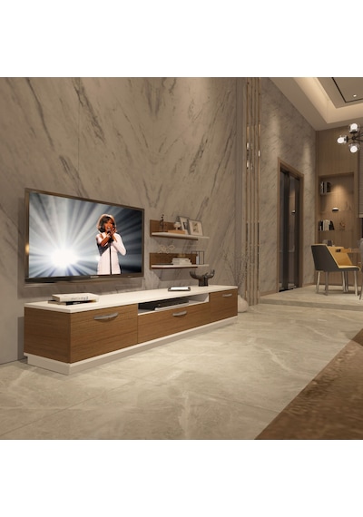 Decoraktiv Trio 4 Mdf Tv Ünitesi Tv Sehpası Beyaz - Ceviz
