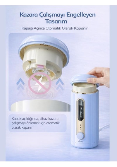 Va10 Mavi Şarjlı Otomatik Elektrikli Kalemtıraş 2000mah 5 Kademe Uç Ayarlı, 6.9-12mm Jumbo Uyumlu, Type-c, Geniş Hazneli