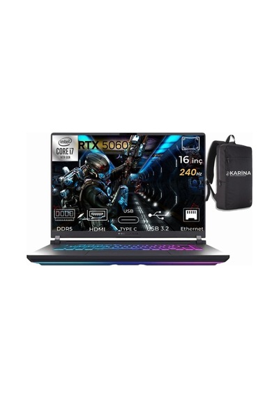 Asus Rog Strix G16 G615JMR-S5048-K51 i7-1465HX 64 GB 512 GB RTX5060 8 GB 16" W11P WQXGA Dizüstü Oyuncu Bilgisayar
