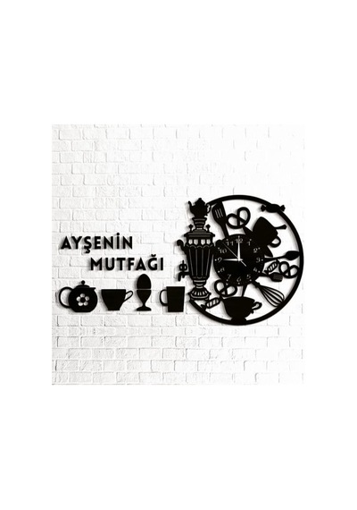 Semaver Mutfak Duvar Saati Ve Duvar Dekor Kombini Kişiye Özel Çok Renkli