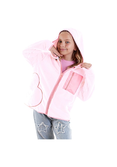 Denokids Kalp Cepli Kız Çocuk Pembe Peluş Mont Renkli