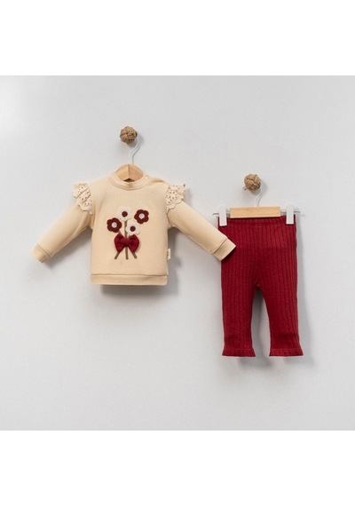Çakar Bebe 6-18 Aylık Çiçek Süzine 2 Li Takım-8045120 - Bordo Bordo