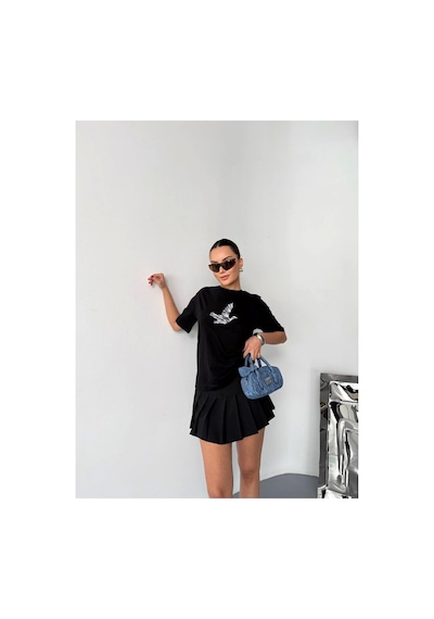 Butik İstanbul Kısa Kol Baskılı T-shirt - Siyah