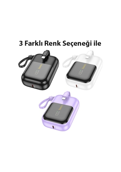Hoco Q20 Fountain 10000mah 22.5w+pd20w Dijital Göstergeli Kablolu Powerbank Siyah Siyah