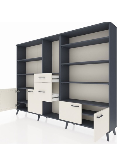 Arges Dolap 10 Raflı 2 Çekmeceli 4 Kapaklı 220x30x163 Antrasit-aytaşı Aytası - Antrasıt Arges Dolap 10 Raflı 2 Çekmeceli 4 Kapaklı 220x30x163 Antrasit-aytaşı Aytası - Antrasıt