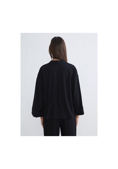 LC Waikiki Alıta Cıty Farkıyla Lcw Vision Siyah Oversize Kadın Gömlek Siyah - 931676233 Siyah