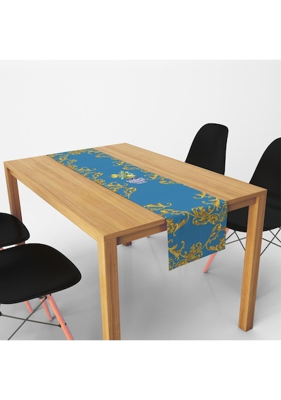 Blue Lemon Runner 140x45cm Mavi Limon, İnce Keten, Uluslararası Yıkama Ve Solmama Sertifikası Çok Renkli