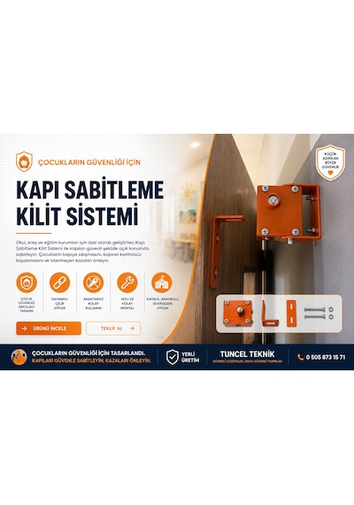 10 Adet Tuncel Teknik Okul Kapı Sabitleme Kilidi Üçgen Anahtarlı