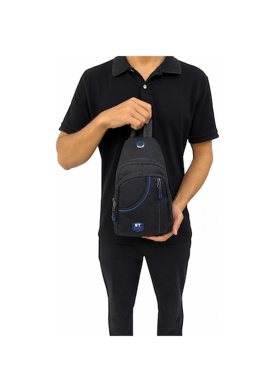 Seventeen Unisex Spor Çok Bölmeli Çapraz Askılı Body Bag Siyah-mavi