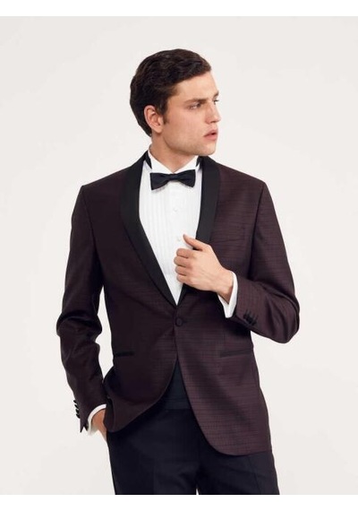 Bisse Erkek Slim Fit Smokin Bordo