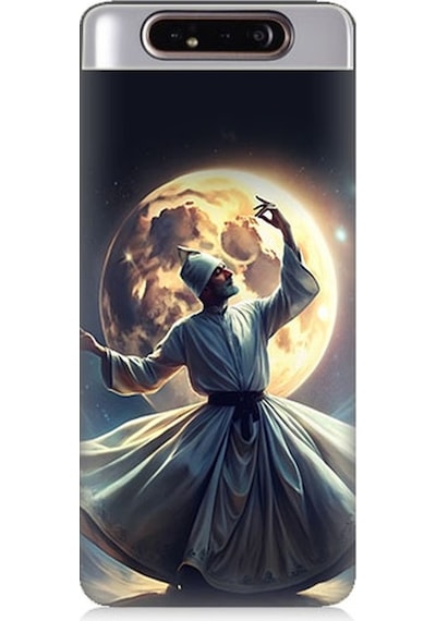 Samsung Galaxy A80 Uyumlu Semazen Ve Ay Desenli Silikon Kılıf