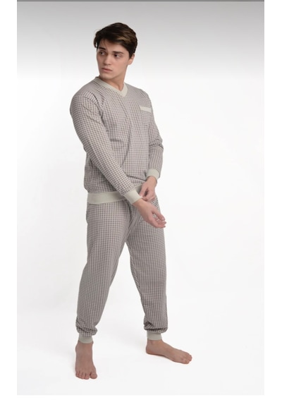 Aysun Tekstil Pamuklu Kumaştan Geniş Kesim Erkek Pijama Takımı