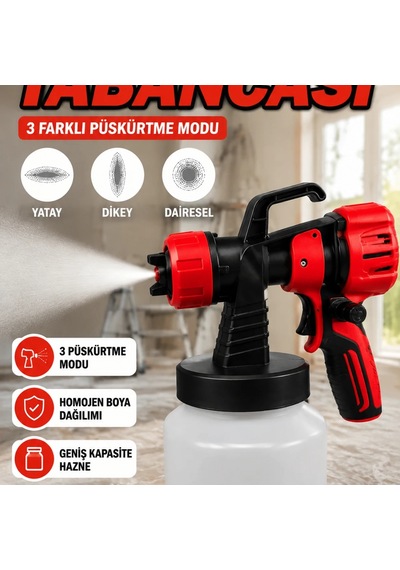 Şarjlı Boya Püskürtme Tabancası 21v 800 Ml Hazneli 3 Modlu Profesyonel Boyama Cihazı
