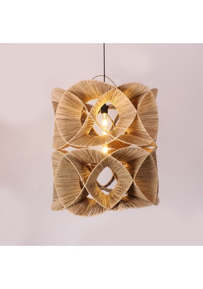 Oklid Doğal Rafya 63x65/75 Cm Katlı Aydınlatma Bej